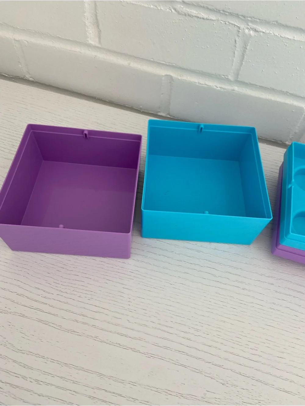 Two Lego Storage Brick Boxes - Purple and Turquoise - Picture 3 of 6